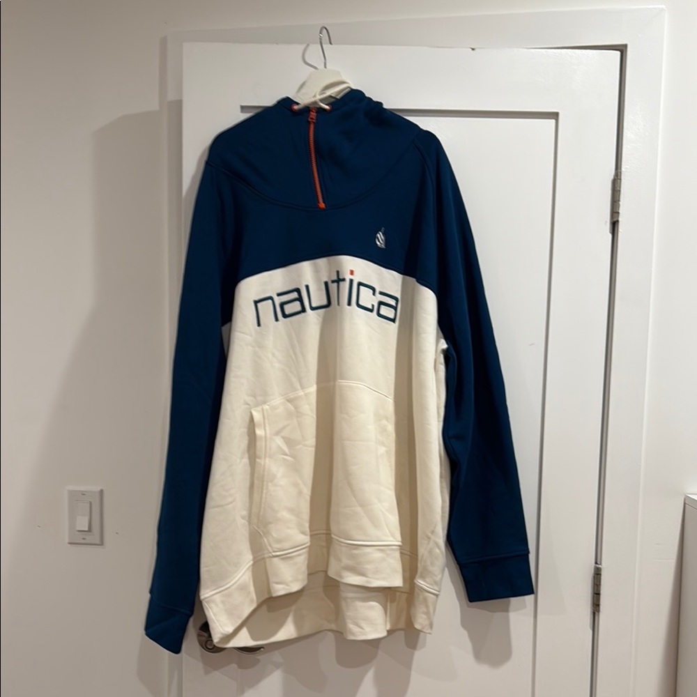 Nautica Navy and Cream Half-Zip Sweatshirt